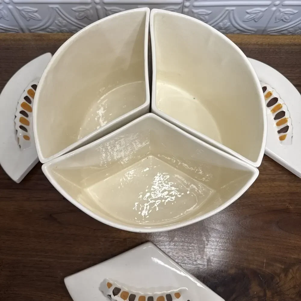 Vtg California Pottery Strutting Rooster Canister, Three-Piece Set For Parts